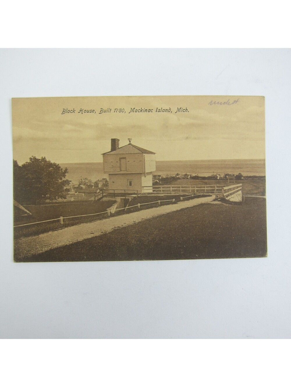 Postcard Mackinac Island Michigan Block House Photo Built 1780 Antique 1908 RARE